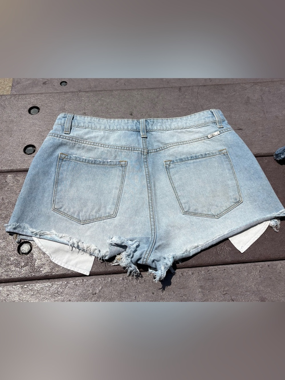 KanCan Light Blue colorful Distressed holes Denim Shorts size 11/29 - Picture 7 of 10